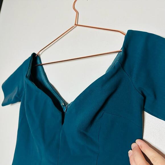 CINQ A SEPT Teal Jolie Off The Shoulder Sheath Bodice Fully Lined Dress Size 6 - Picture 8 of 11
